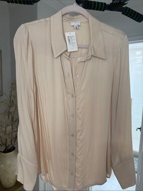 ecru Cream Button-Down Blouse